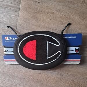 Champion Black and Red Waist Pack with Logo
